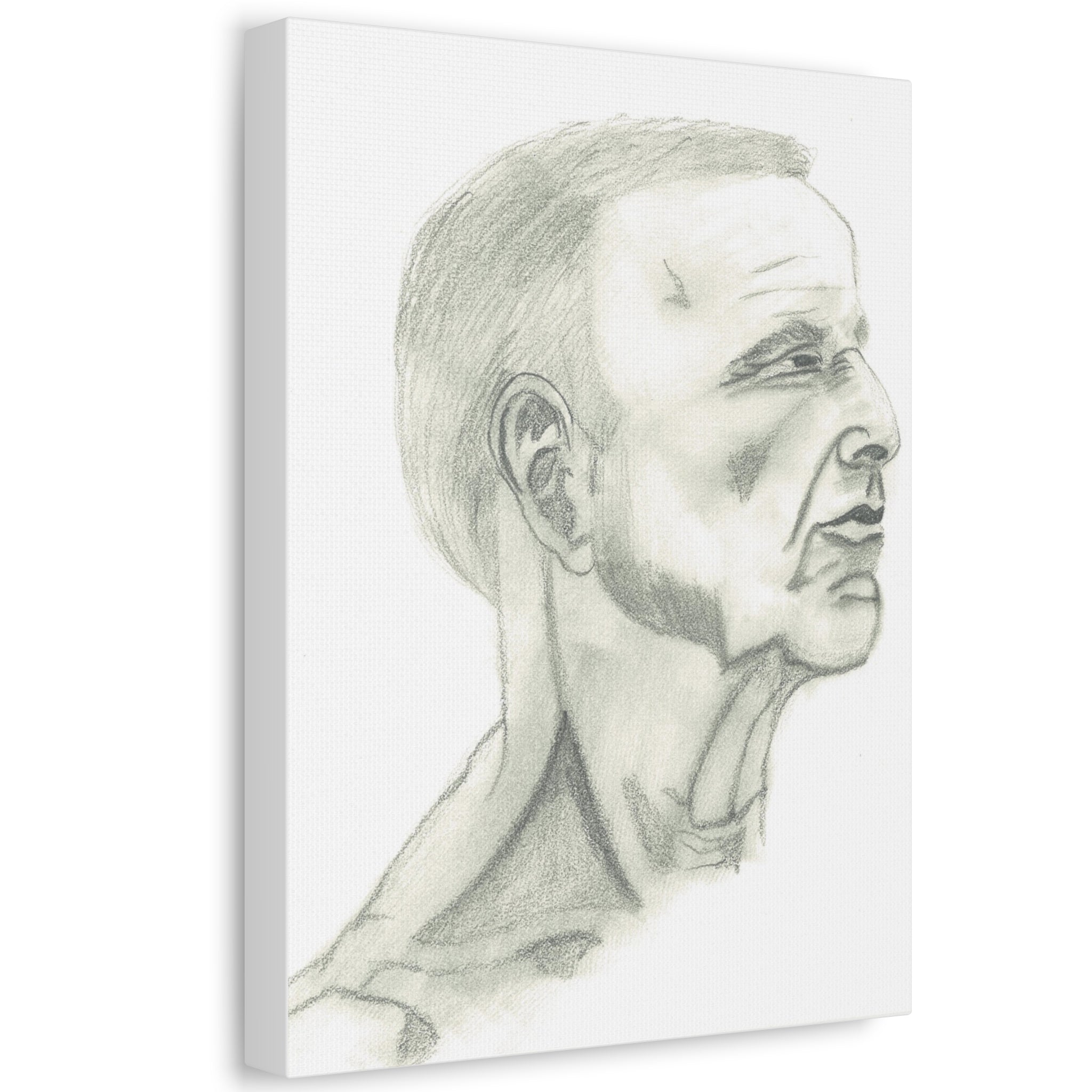 Artistic Stretched Canvas Wall Decor, Contemporary Home Art, Modern Sketched Portrait, Unique Gift for Art Lovers, Masculine Decor