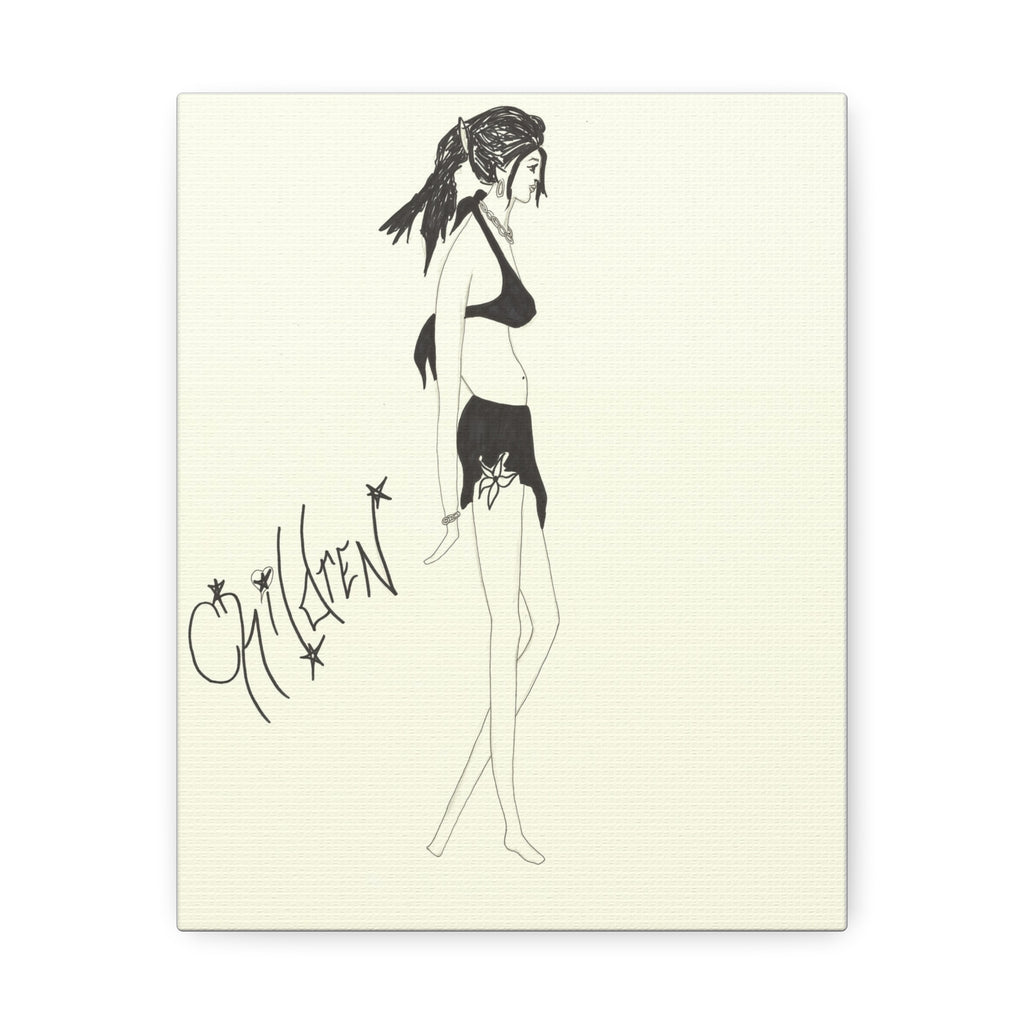 Chic Fashion Stretched Canvas Art Print, Boho Decor, Elegant Home Wall Art, Gift for Fashion Lovers, Modern Art Piece