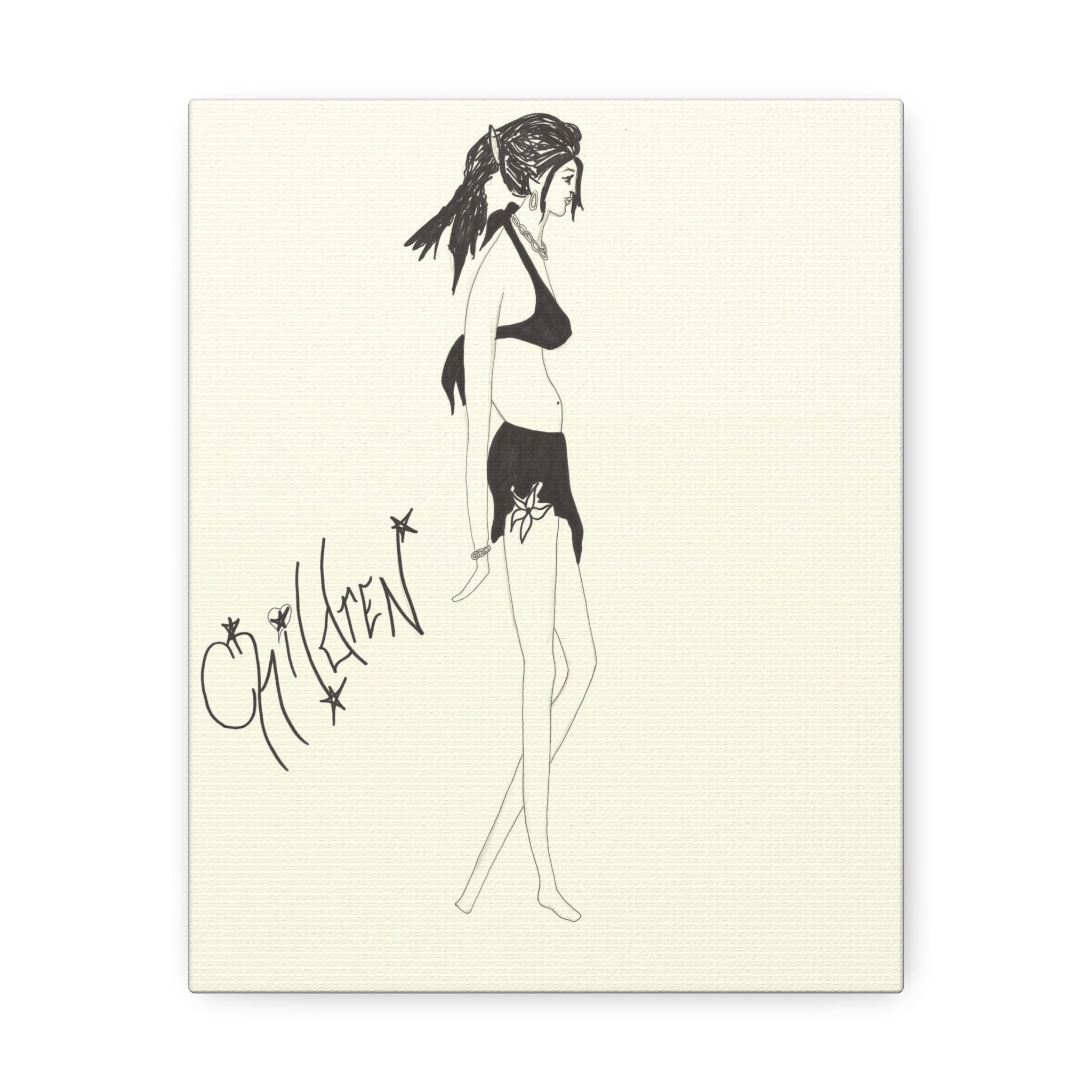 Chic Fashion Stretched Canvas Art Print, Boho Decor, Elegant Home Wall Art, Gift for Fashion Lovers, Modern Art Piece