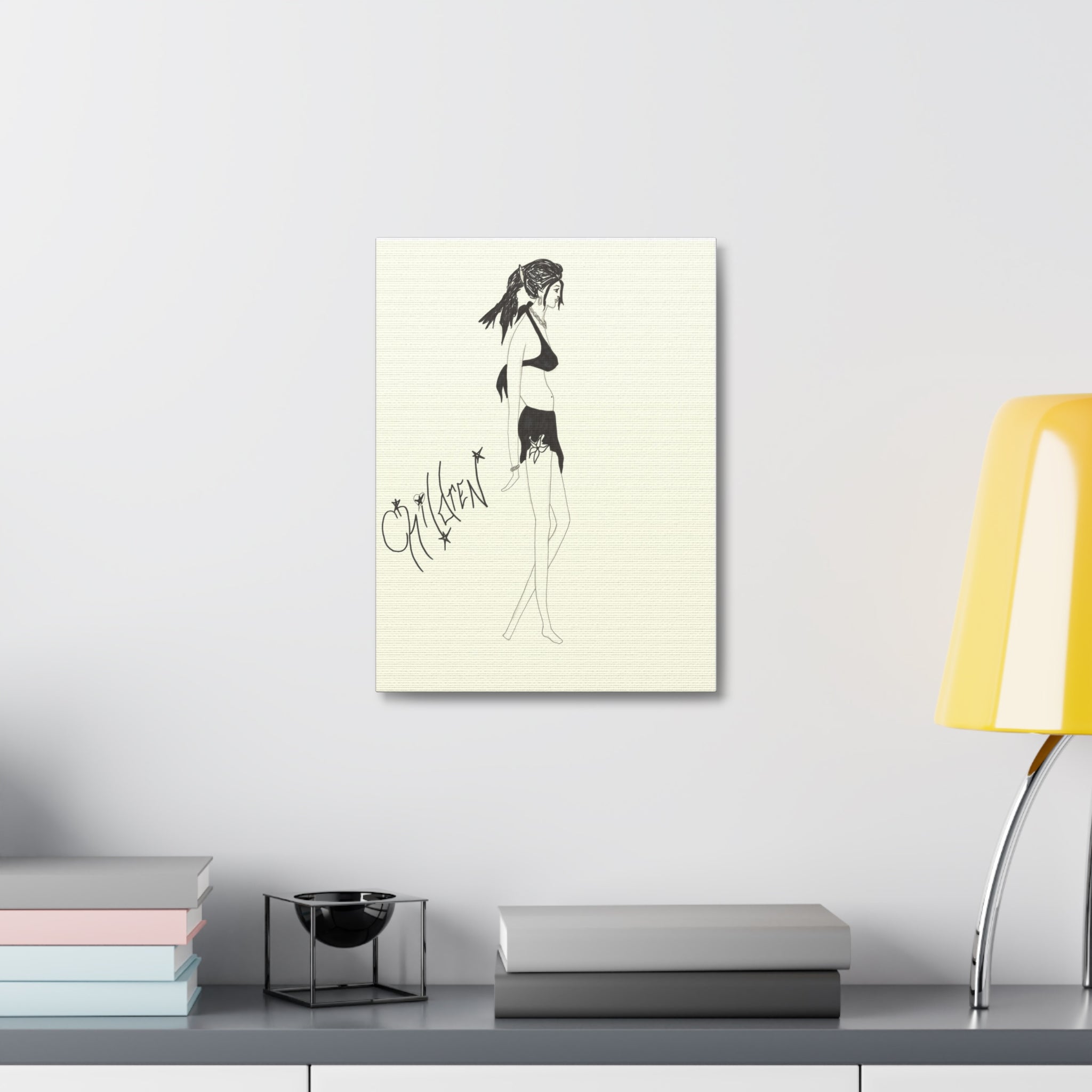 Chic Fashion Stretched Canvas Art Print, Boho Decor, Elegant Home Wall Art, Gift for Fashion Lovers, Modern Art Piece